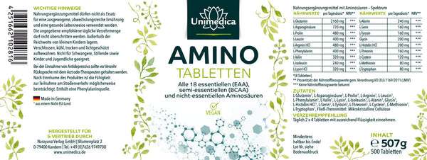 Amino Tabletten - 500 Tabletten à 1000 mg